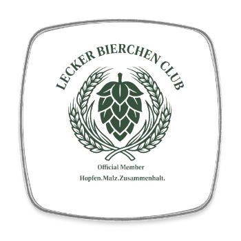 Lecker Bierchen Club Official Member - Viereckiger Kühlschrankmagnet - Weiß - Vorne