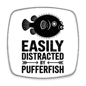 Expressions du poisson-globe : Cadeau amusant du poisson-globe - Magnet carré - blanc - Devant
