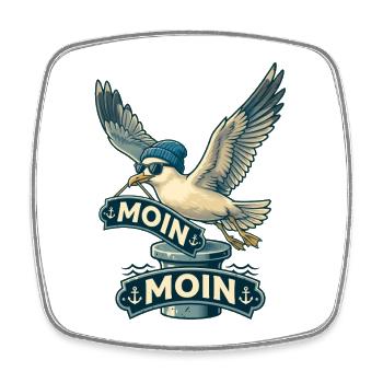 Coole Möwe Moin Moin Norddeutschland - Viereckiger Kühlschrankmagnet - Weiß - Vorne