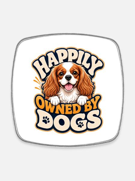 Kavallerier King Charles Spaniel - Viereckiger Kühlschrankmagnet - Weiß