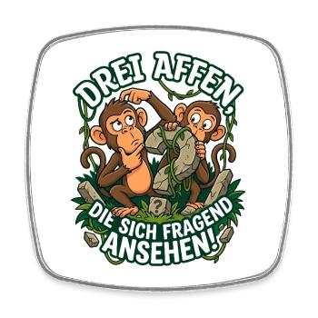 Drei Affen die sich fragend ansehen lustig - Viereckiger Kühlschrankmagnet - Weiß - Vorne