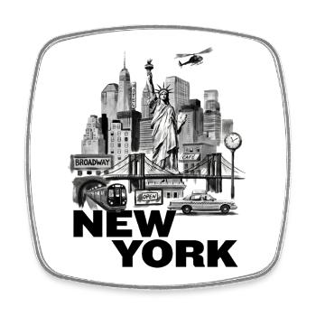 New York Vintage Cityscape Collage - Viereckiger Kühlschrankmagnet - Weiß - Vorne