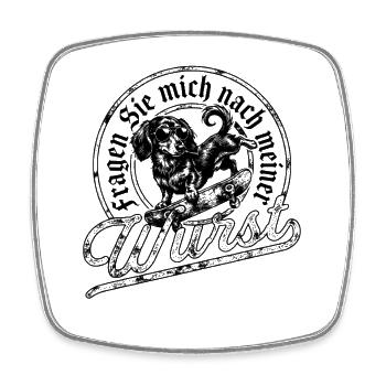 Cooler Dackel mit Skateboard und Sonnenbrille  - Viereckiger Kühlschrankmagnet - Weiß - Vorne