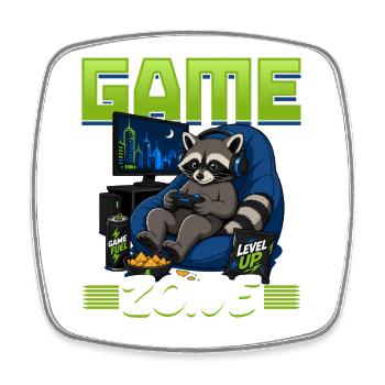 Gamer Gaming Raccoon Video Game - Viereckiger Kühlschrankmagnet - Weiß - Vorne