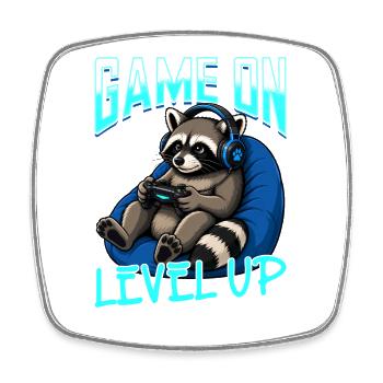 Jeu vidéo Gamer Gaming Raccoon - Magnet carré - blanc - Devant
