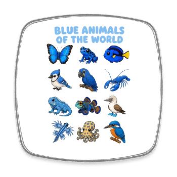 Blue Animals Of The World Animal Kingdom Chalkboard - Square fridge magnet - white - Front