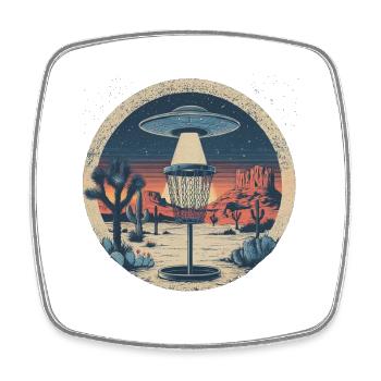 Panier UFO de disc golf Retro Vintage Desert After - Magnet carré - blanc - Devant