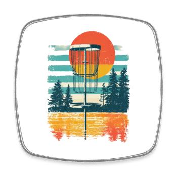 Basket And Chains Disc Golf Starter Sets - Viereckiger Kühlschrankmagnet - Weiß - Vorne