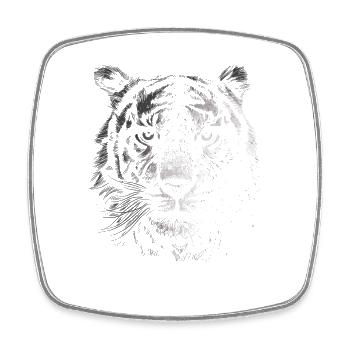 Portrait du tigre noir et blanc - Magnet carré - blanc - Devant