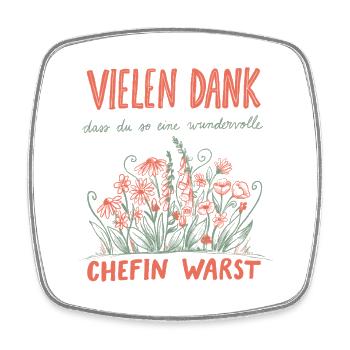Chefin Abschied Jobwechsel Rente - Viereckiger Kühlschrankmagnet - Weiß - Vorne
