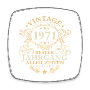 Vintage 1971 Jahrgang Mann 55. Geburtstag - Viereckiger Kühlschrankmagnet - Weiß - Vorne