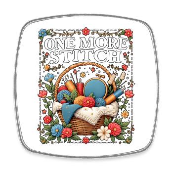 One More Stitch Embroidery Love - Square fridge magnet - white - Front
