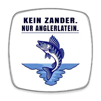Anglerlatein Spruch – Zander Angler Motiv - Viereckiger Kühlschrankmagnet - Weiß - Vorne