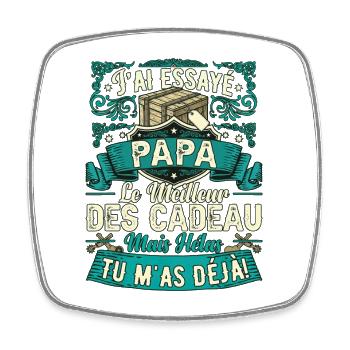 Vintage-Vatertags-Humorgeschenk zum Vater - Viereckiger Kühlschrankmagnet - Weiß - Vorne