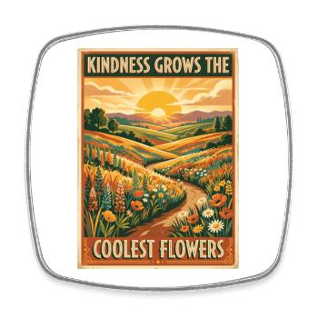 Kindness Grows The Coolest Flowers - Viereckiger Kühlschrankmagnet - Weiß - Vorne