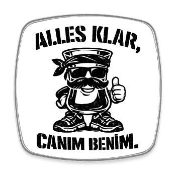 Alles klar, Canım Benim – Türkisches Teeglas Stree - Viereckiger Kühlschrankmagnet - Weiß - Vorne