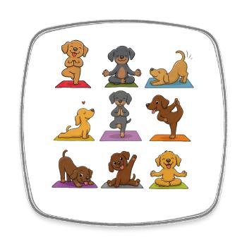 HundeYoga Sammlung auf Matte - Viereckiger Kühlschrankmagnet - Weiß - Vorne