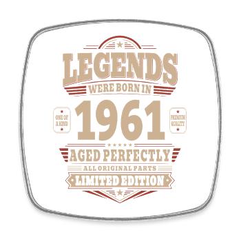 65th Birthday Gift Husband 1961 Vintage Retro - Square fridge magnet - white - Front