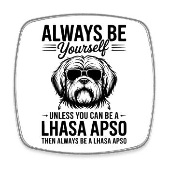 Lhasa Apso Drôle, Cadeau Lhasa Apso - Magnet carré - blanc - Devant