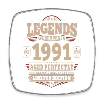 35th Birthday Gift Husband 1991 Vintage Retro - Square fridge magnet - white - Front
