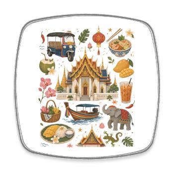 Thailand | Tempel, Streetfood & Fernweh - Viereckiger Kühlschrankmagnet - Weiß - Vorne