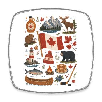 Canada | Maple, Wilderness & Adventure - Square fridge magnet - white - Front
