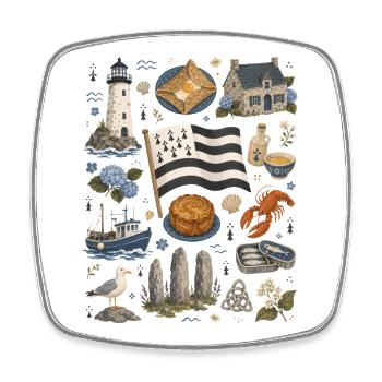 Brittany | Coast, Lighthouse & Seasickness - Square fridge magnet - white - Front
