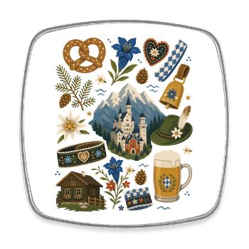 Bavaria | Alps, pretzels & a sense of home - Square fridge magnet - white - Front
