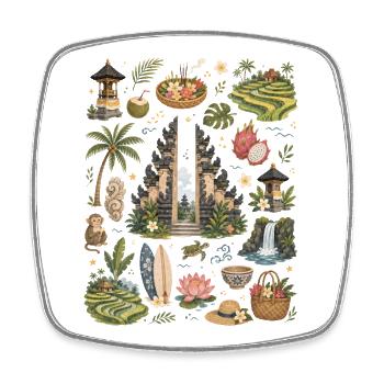 Bali | Tempel, Tropen & Fernweh - Viereckiger Kühlschrankmagnet - Weiß - Vorne