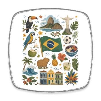 Brasilien | Tropen, Fußball & Lebensfreude - Viereckiger Kühlschrankmagnet - Weiß - Vorne