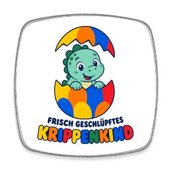 Frisch geschlüpftes Krippenkind mit Dinosaurier - Viereckiger Kühlschrankmagnet - Weiß - Vorne
