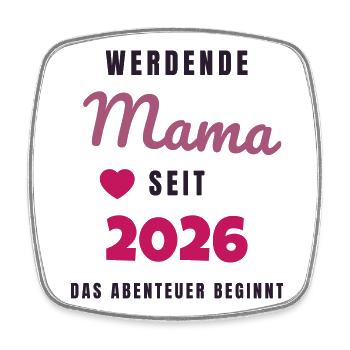 Werdende Mama 2026 - Schwanger Geschenk Baby - Viereckiger Kühlschrankmagnet - Weiß - Vorne