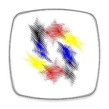 Motif radial tourbillonnant de couleur - Magnet carré - blanc - Devant