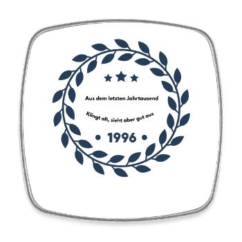 Vintage Lorbeerkranz 1996 Emblem, 30. Geburtstag  - Viereckiger Kühlschrankmagnet - Weiß - Vorne