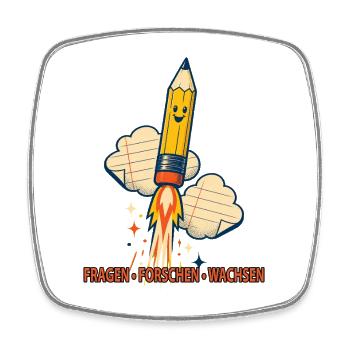 Fragen Forschen Wachsen - Viereckiger Kühlschrankmagnet - Weiß - Vorne