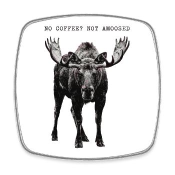 No Coffee Not Amused Moose Wilderness - Viereckiger Kühlschrankmagnet - Weiß - Vorne