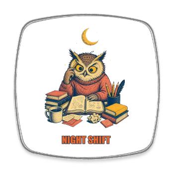 Night Shift | Nachtschicht - Viereckiger Kühlschrankmagnet - Weiß - Vorne