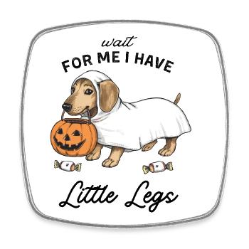 Dachshund Ghost Halloween Trick or Treat - Square fridge magnet - white - Front