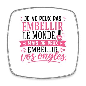 Prothésiste Ongulaire Cadeau humour personnalisé - Magnet carré - blanc - Devant