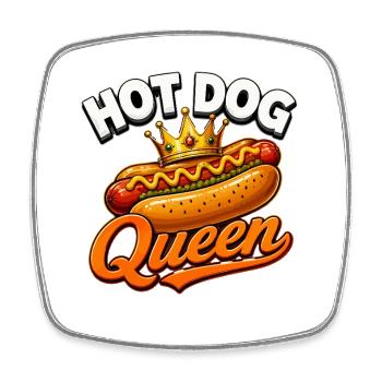 Hot Dog Queen Crown Street Food Lover - Square fridge magnet - white - Front