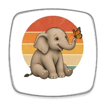 Elefant und Schmetterling - Viereckiger Kühlschrankmagnet - Weiß - Vorne