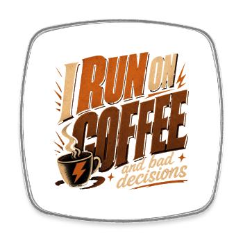 Coffee and Bad Ideas - Funny Coffee Shirt - Square fridge magnet - white - Front
