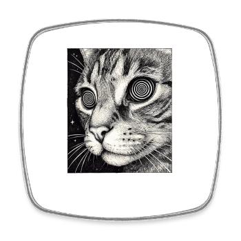 Hypnotischer Katzenblick im All - Viereckiger Kühlschrankmagnet - Weiß - Vorne