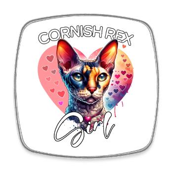 Cornish Rex Girl Cornish Rex Cat - Square fridge magnet - white - Front