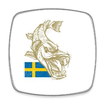 Sweden Fishing - Square fridge magnet - white - Front
