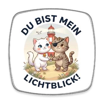 Katzen Leuchtturm Lichtblick - Viereckiger Kühlschrankmagnet - Weiß - Vorne