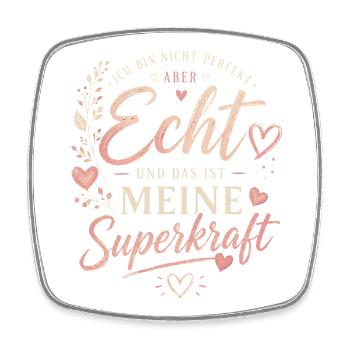 Echte Stärke: Unvollkommenheit ist Superkraft - Viereckiger Kühlschrankmagnet - Weiß - Vorne