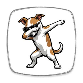 Dabbing Whippet in Comic Style - Square fridge magnet - white - Front