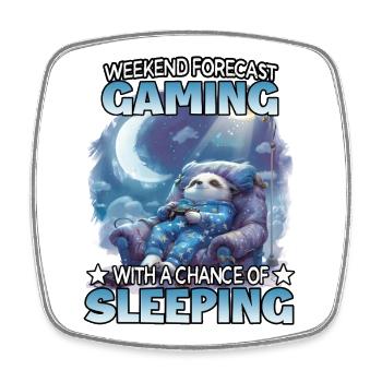 Gaming Wochenende Schlummer Sloth - Viereckiger Kühlschrankmagnet - Weiß - Vorne