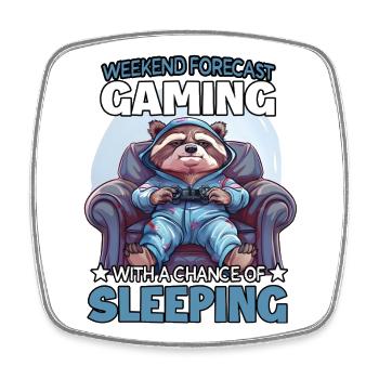 Waschbär-Gamer im Schlafmodus - Viereckiger Kühlschrankmagnet - Weiß - Vorne